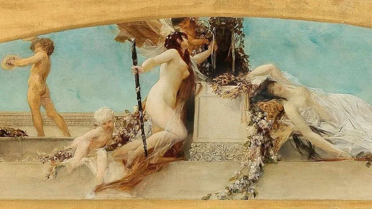 Ausschnitt von Klimts Entwurf für das Deckengemälde "Altar des Dionysos"