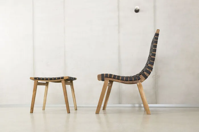 Auch das Holz der Serie „Teak &amp; Tyre“ ist gebraucht.