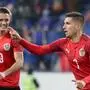 SANKT POELTEN,AUSTRIA,20.NOV.18 - SOCCER - OEFB international match, Under-21 European Championship 2019, Play-off, Austria vs Greece. Image shows the rejoicing of Hannes Wolf and Adrian Grbic (AUT). Photo: GEPA pictures/ Walter Luger