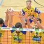 BLEIBURG,AUSTRIA,23.OCT.21 - VOLLEYBALL - MEVZA, Middle European Volleyball Zonal Association, SK Aich/Dob vs HAOK Mladost Zagreb. Image shows Jani Jeliazkov, Michal Hruska and Konrad Formela (Aich/Dob).
Photo: GEPA pictures/ Wolfgang Jannach