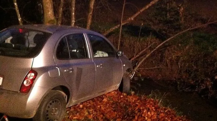 Baum verhinderte Sturz in das Bachbett