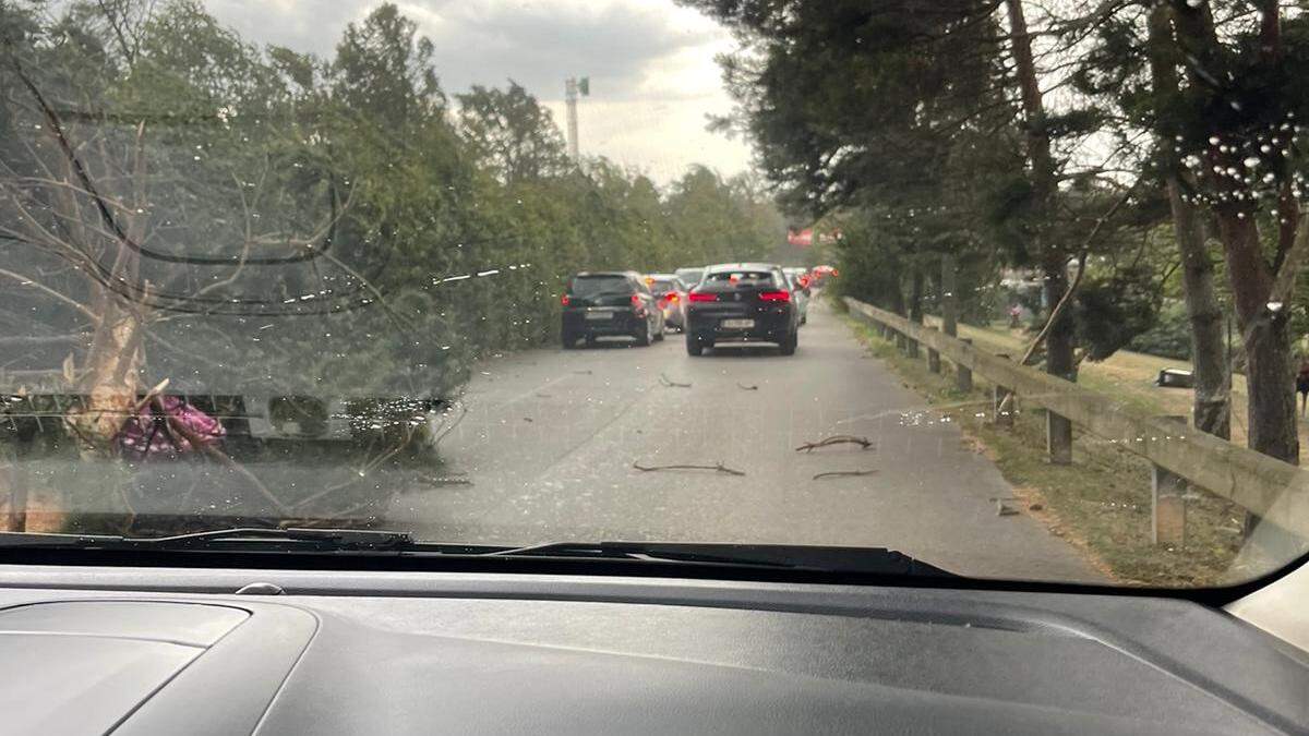 &quot;Bäume krachten wie Zündhölzer auf die Autokolonne und keine der zusätzlichen Ausfahrten wurden jedoch geöffnet&quot;, meint ein Kleine-Leser und Badegast – hier ein Foto aus dem Pkw