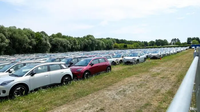 Hunderte chinesische E-Autos am Gelände beim Schwarzl-See: Rätselraten unter den Besuchern