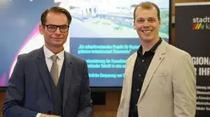 Kapfenbergs Bürgermeister Matthäus Bachernegg mit Daniel Grill, einem der beiden Geschäftsführer der Stadtwerke 