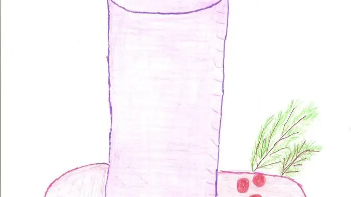 1. Dezember: Jana Kalcher (8 Jahre) aus Gemmersdorf hat eine Weihnachtskerze gemalt