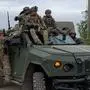 Ukrainische Soldaten sind auf dem Vormarsch 