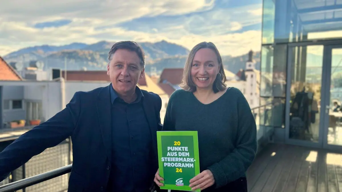 Landtagsabgeordneter Lambert Schönleitner und Susanne Sinz, Leobener Gemeinderätin, sind Kandidaten für den Wahlkreis Obersteiermark bei der Landtagswahl