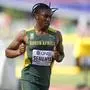 FILE - Caster Semenya, of South Africa, competes during a heat in the women's 5000-meter run at the World Athletics Championships on July 20, 2022, in Eugene, Ore.  (AP Photo/Ashley Landis, File)