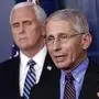 Dr. Anthony Fauci, director of the National Institute of Allergy and Infectious Diseases, speaks about the coronavirus in the James Brady Press Briefing Room of the White House, Thursday, April 9, 2020, in Washington, as Vice President Mike Pence listens. (AP Photo/Andrew Harnik)