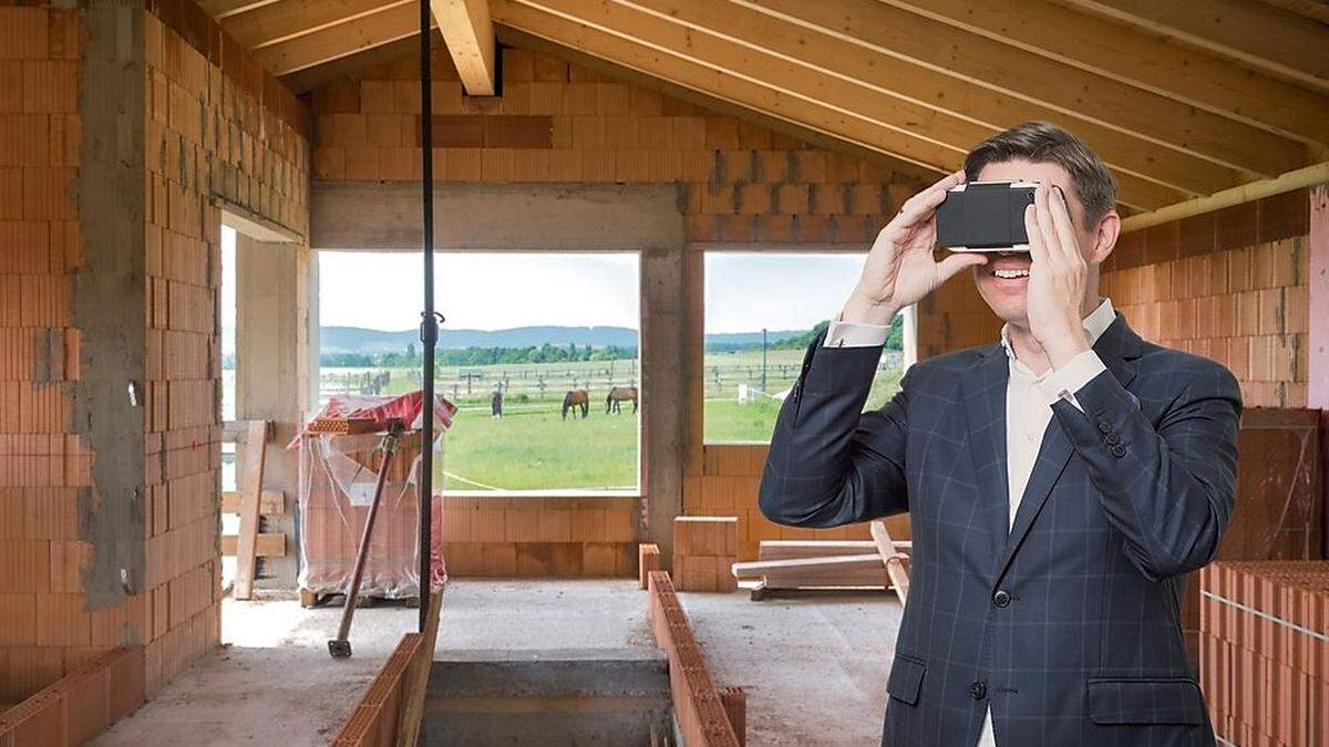 Mike Bucher, Chef von Wienerberger Österreich, mit einer VR-Brille