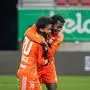 KLAGENFURT,AUSTRIA,04.DEC.23 - SOCCER - ADMIRAL Bundesliga, SK Austria Klagenfurt vs TSV Hartberg. Image shows the rejoicing of Ruben Providence and Ruben Providence (Hartberg).  
Photo: GEPA pictures/ Matthias Trinkl