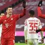Robert Lewandowski (links) und Leroy Sane jubelten über ein 5:2 gegen Mainz