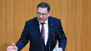 ÖVP-Klubobmann August Wöginger am Mittwoch, 14. Mai 2025, anl. einer Sitzung des Nationalrats im Parlament in Wien.