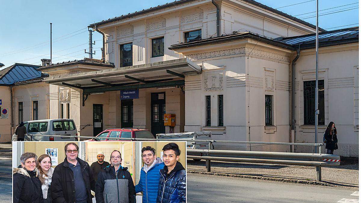 Marjan Kac (Dritter von links) mit Mitarbeitern nach einer erfolgreichen Essensausgabe bei der Westbahnhoffnung