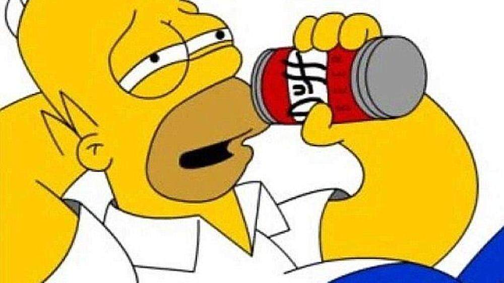 Homer Simpson mit seiner Dose "Duff".