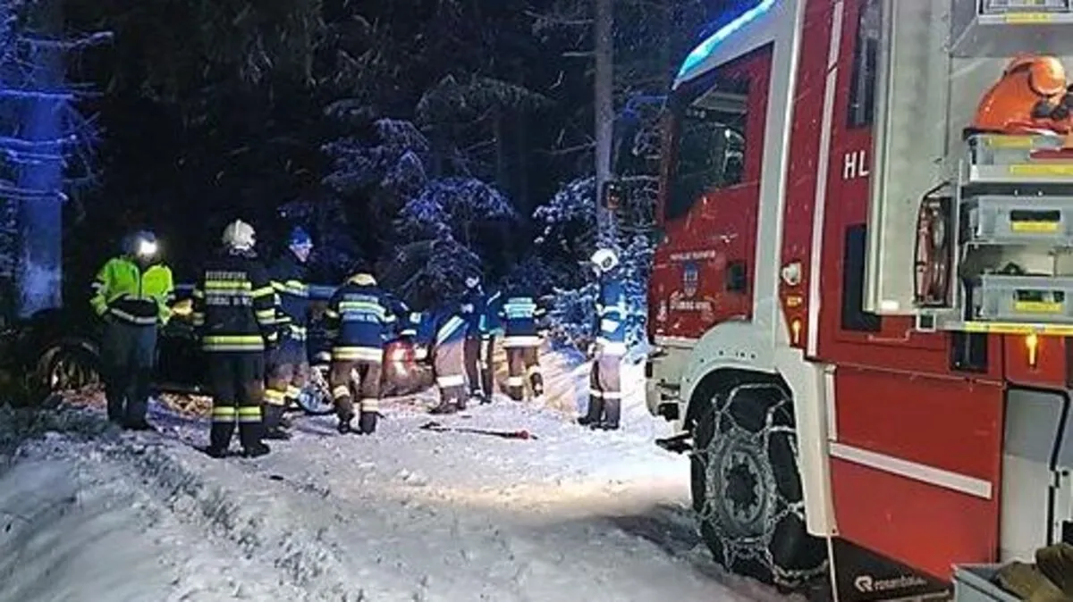 Auto krachte in Baum, FF Gröbming-Winkl rückte aus