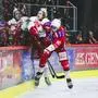 KLAGENFURT,AUSTRIA,09.APR.24 - ICE HOCKEY - ICE Hockey League, play off final, Klagenfurter AC vs EC Red Bull Salzburg. Image shows Phillip Jakob Sinn (EC RBS) and Niki Kraus (KAC).
Photo: GEPA pictures/ Daniel Goetzhaber