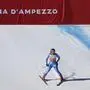 Italy's Sofia Goggia leaves an alpine ski, women's World Cup super-G race in Cortina d'Ampezzo, Italy, Sunday, Jan. 23, 2022. (AP Photo/Alessandro Trovati)