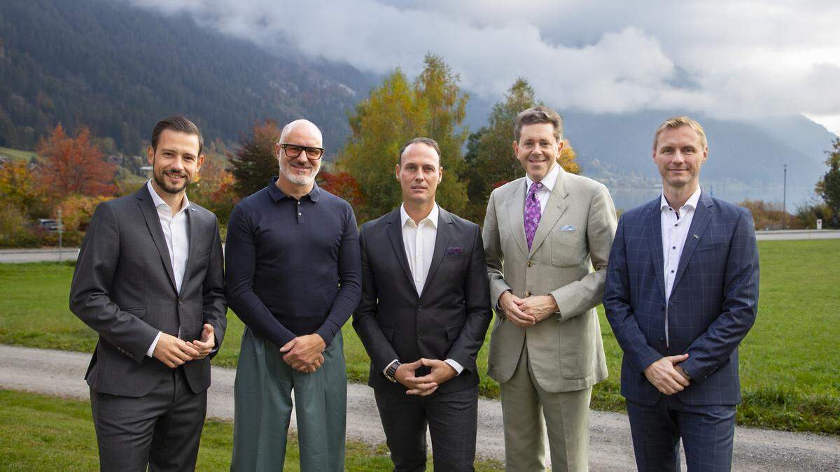 Sie bildeten die Diskussionsrunde am Weißensee: Landesrat Sebastian Schuschnig, Christof Weissenseer, Christian Kucher, WK-Präsident Harald Mahrer und  Danny Güthlein