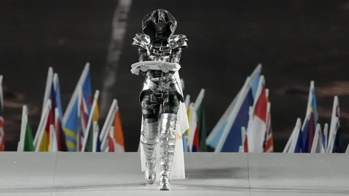 Die olympische Flagge wurde bei der Zeremonie hereingetragen