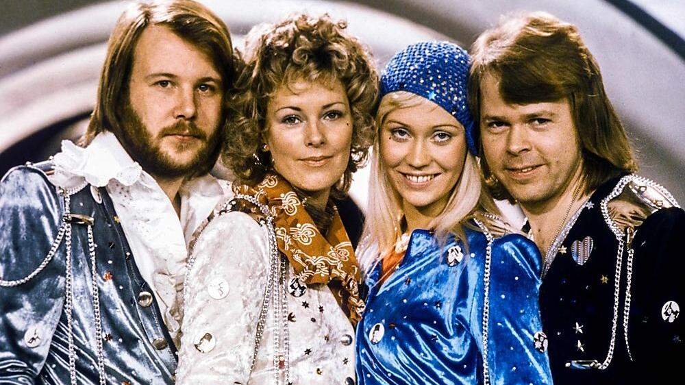 ABBA 1974, als sie mit &quot;Waterloo&quot; den Song Contest gewannen