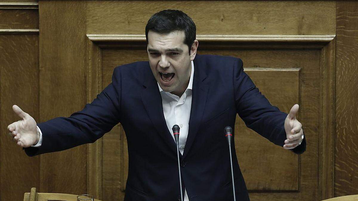 Ministerpräsident Alexis Tsipras bei der heftigen Debatte im Parlament
