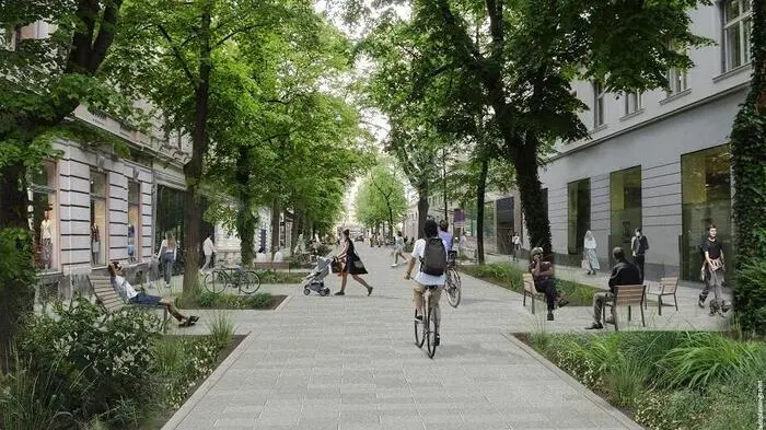 Visualisierung der Kaiserfeldgasse: Sie wird ab September 2026 zur „Grünen Meile“