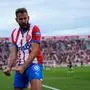 Girona's Uruguayan forward #07 Cristhian Stuani celebrates scoring his team's fifth goal during the Spanish league football match between Girona FC and UD Almeria at the Montilivi stadium in Girona on October 22, 2023. (Photo by Pau BARRENA / AFP)