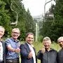 Erfolgreiche Rettungsaktion für den Polsterlift: Johann Roth und Walter Hubner (Präbichl Bergbahnen), Landeshauptmann-Stellvertreter Michael Schickhofer, Horst Kodritsch und Herbert Hiebler (Initiative Polsterlift Neu), von links