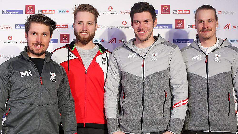 Dieses ÖSV-Quartett startet im Olympia-Slalom: Hirscher, Schwarz, Matt und Feller (von links)