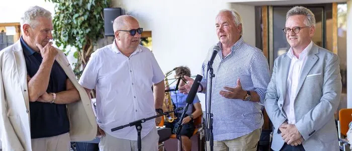 Andreas Mölzer, Marjan Sturm, Gerhard Dörfler und Andreas Scherwitzl bei der Feier