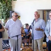 Andreas Mölzer, Marjan Sturm, Gerhard Dörfler und Andreas Scherwitzl bei der Feier
