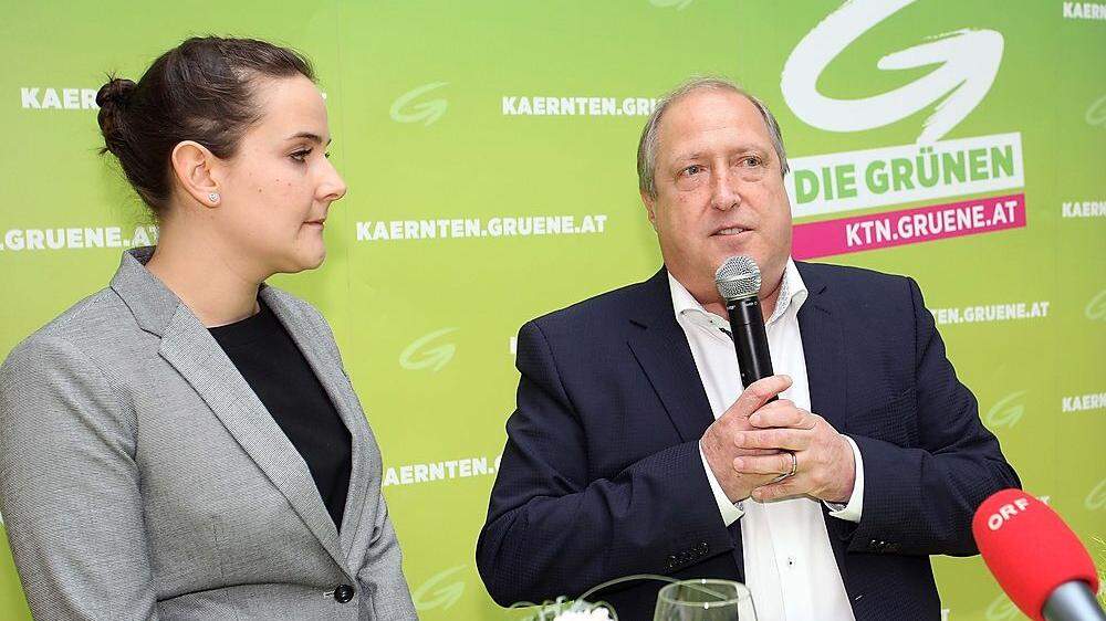 Die beiden Spitzenkandidaten der Grünen, Magdalena Vorauer und Rolf Holub