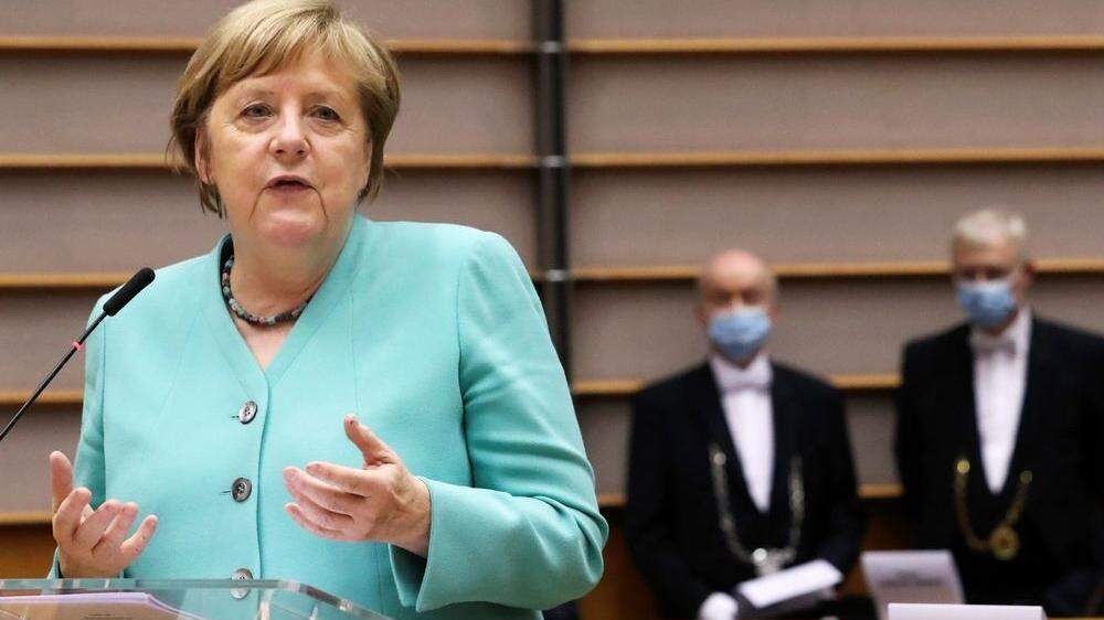 Die deutsche Kanzlerin Angela Merkel bei ihrem Auftritt am Mittwoch vor dem Europaparlament in Brüssel