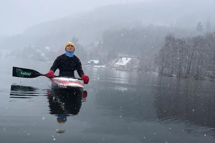 Nadine Weratschnig trotzte am Wörthersee der Kälte.