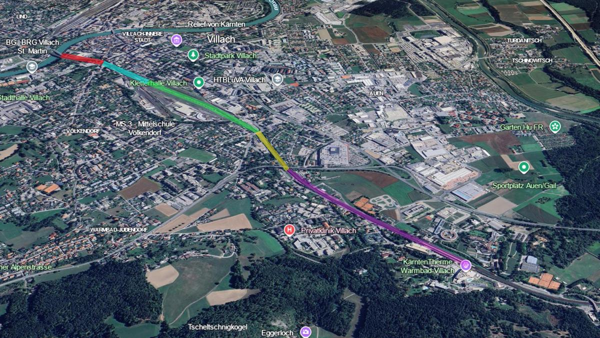 Auf diesem Gesamt-Streckenbahnabschnitt plant Weidinger die Unterflurtrassen und Begrünung