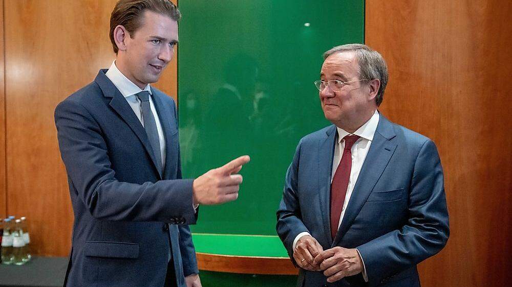 Bundeskanzler Sebastian Kurz mit dem Unions-Kanzlerkandidaten Armin Laschet