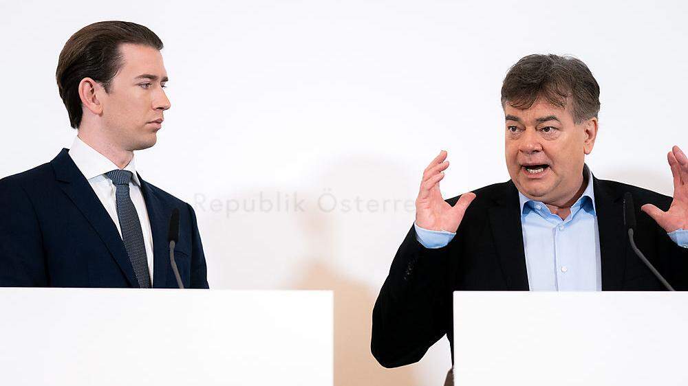 Pressekonferenz nach dem Ministerrat: Kanzler Sebastian Kurz (ÖVP) und Vize Werner Kogler (Grüne)