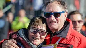 BAD KLEINKIRCHHEIM,AUSTRIA,07.DEC.23 - ALPINE SKIING - Franz Klammer Legends Race. Image shows Annemarie Moser-Proell and Franz Klammer.  
Photo: GEPA pictures/ Matthias Trinkl