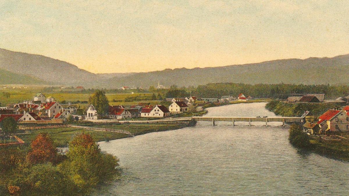 Die Murbrücke um 1905 (Postkarte coloriert)