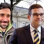 Bild zeigt Sebastian Bohrn Mena und Gerald Grosz in einer Montage vor dem Straflandesgericht Graz