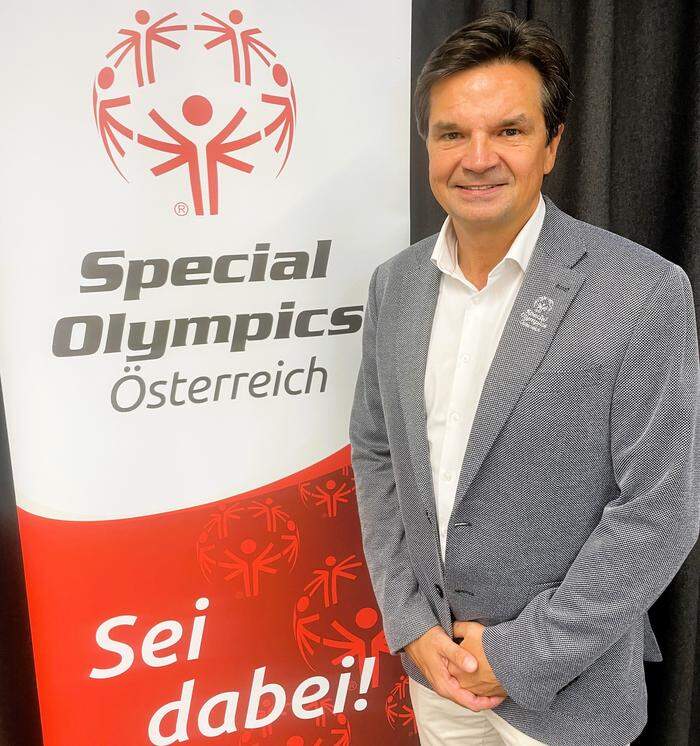 Laurenz Maresch hat seinen ersten Auftritt als neuer Präsident von Special Olympics Österreich beim Graz-Marathon