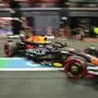 Red Bull Racing's Dutch driver Max Verstappen drives onto the pit lane during the qualifying session of the Saudi Arabian Formula One Grand Prix at the Jeddah Corniche Circuit in Jeddah on March 8, 2024. (Photo by Giuseppe CACACE / POOL / AFP)