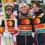 Jan Hörl, Daniel Tschofenig und Manuel Fettner freuen sich über den Sieg im Teambewerb
