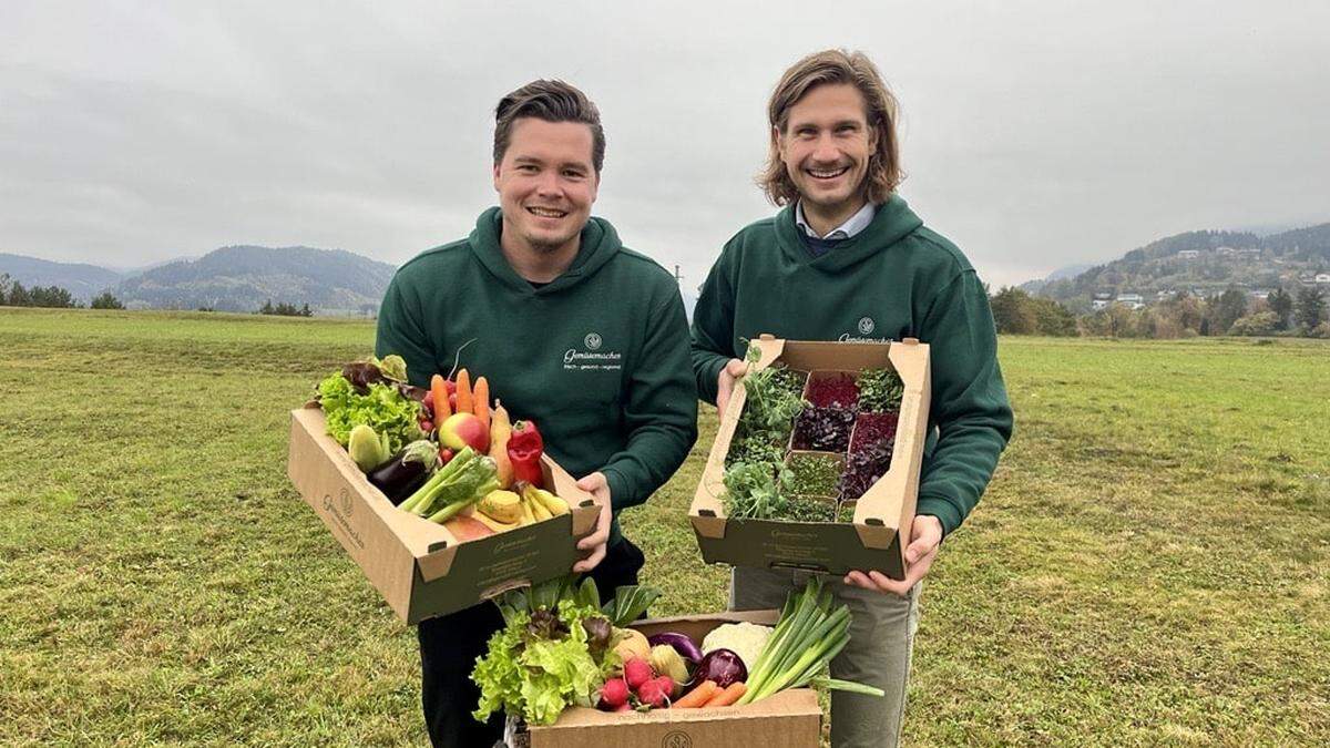 Die beiden Villacher Landwirte Hans-Putz-Himmel und Benjamin Ebner (rechts) wollen als „Gemüsemacher“ den Markt erobern