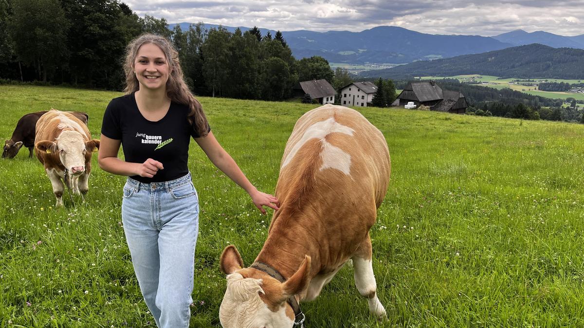 Katrin Gruber wirbt um Klicks, um auf das Titelbild des Jungbauernkalenders zu kommen