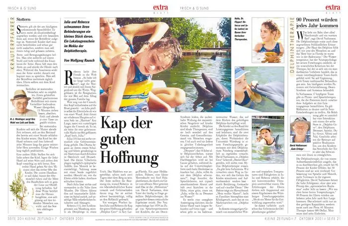 Der Bericht über Rebeccas Delphintherapie aus dem Jahr 2001