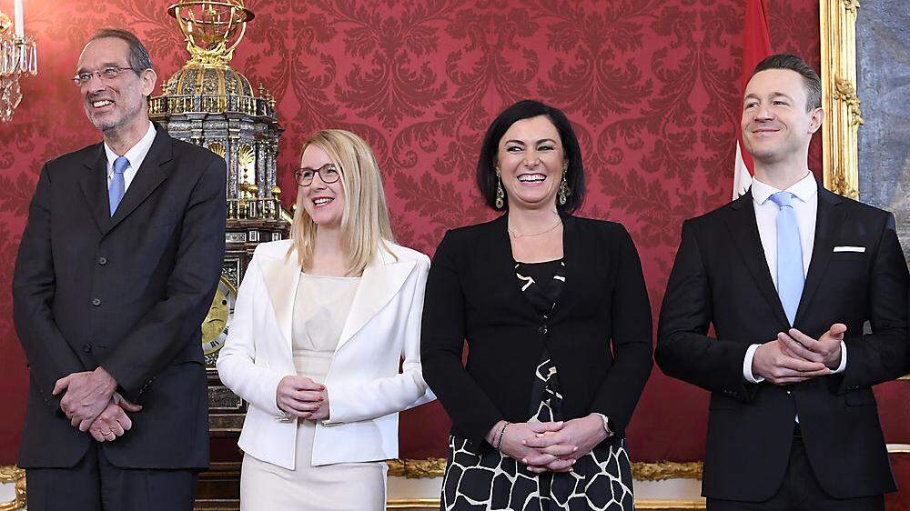 Die Minister Faßmann, Schramböck, Köstinger und Blümel 