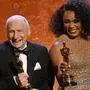 TOPSHOT - US actor Mel Brooks (L) and US actress Angela Bassett pose with their Academy Honorary Award during the Academy of Motion Picture Arts and Sciences' 14th Annual Governors Awards at the Ray Dolby Ballroom in Los Angeles on January 9, 2024. (Photo by Robyn BECK / AFP)