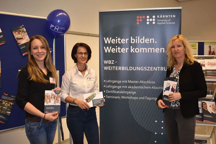Stellten das Weiterbildungszentrum vor: Daniela Pluch, Sonja Dietrichsteiner sowie die Leiterin des Weiterbildungszentrum der FH Kärnten Carmen Zernig-Malatschnig (von links).